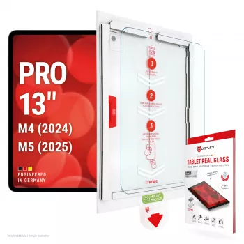 E.V.I. DISPLEX Tablet Real Glass protezione display per Apple iPad Pro 13 (2024/2025) - vetro temperato 9H, ultra chiaro, bordi arrotondati 2.5D, rivestimento oleofobico, montaggio senza bolle