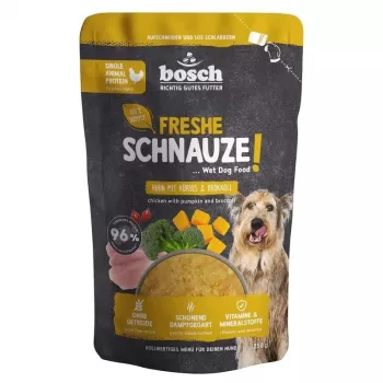 BOSCH Freshe Schnauze cibo umido mono-proteico per cani con pollo, zucca e broccoli – sacchetto da 250 g