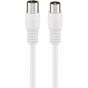 Wentronic Goobay cavo coassiale per antenna, schermatura classe A+ >85 dB, doppia schermatura, 75 Ohm, 1,5 m, bianco, connettore coassiale maschio su connettore coassiale femmina