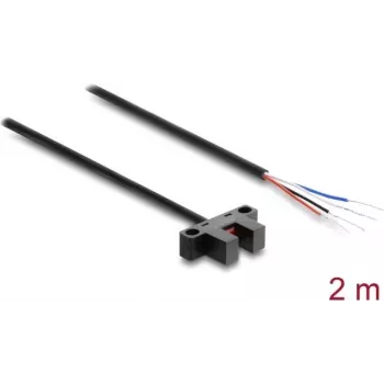 Delock fotocellula a forcella 5 mm tipo K con 4 terminali a filo scoperto, NPN, commutazione chiaro/scuro, 2 m