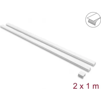 Delock canalina portacavi autoadesiva con coperchio scorrevole 30 x 14 mm incl. connettori - 1 m, confezione da 2, bianco
