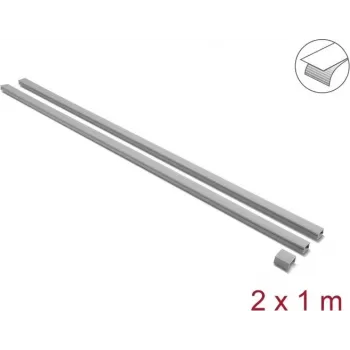 Delock canalina portacavi autoadesiva con coperchio scorrevole 24 x 14 mm, 1 m, confezione da 2, grigio, incl. connettori