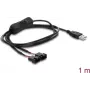 Delock cavo da connettore maschio USB Type-A a 2 x connettore ventola 4 pin con interruttore on/off, 1 m, nero