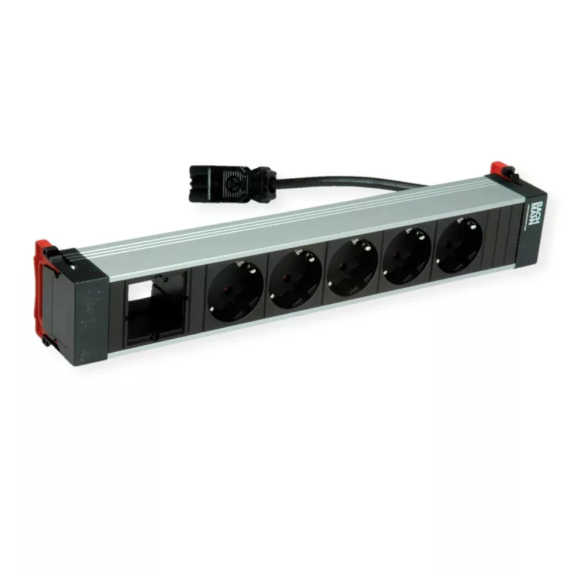 Bachmann POWER FRAME 5x presa Schuko 1x slot modulo 0,2m GST18i3 nero