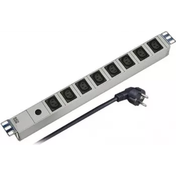 EFB Elektronik 691697 PDU rack-mount 19 pollici 1U, 8 uscite IEC C13, 10A, 250V, case in alluminio, interruttore on/off