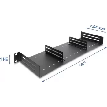 Ripiano Delock 19 pollici 1U con 2 divisori regolabili, profondità 154 mm, portata 6 kg, nero