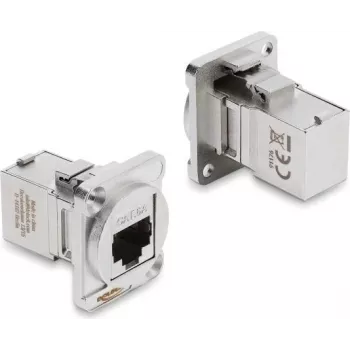 Modulo D-Type Delock RJ45 connettore femmina su connettore femmina 90° angolare Cat.6A argento