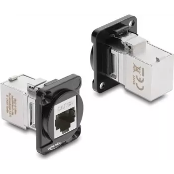 Modulo D-Type Delock RJ45 connettore femmina su connettore femmina 90° angolare Cat.6A nero / argento