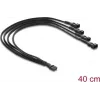 Sdoppiatore cavo ventola Delock 1 x 4 pin PWM connettore femmina su connettore maschio + 3 x 4 pin connettore maschio (3 pin collegati) con guaina per cavi 40 cm nero