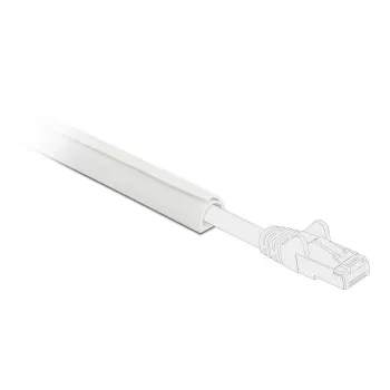 Canalina portacavi autoadesiva Delock con coperchio scorrevole 25 x 10 mm, 1 m, confezione da 5, bianco