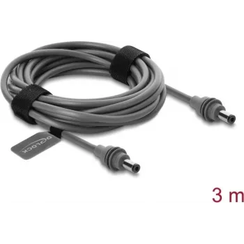 Delock 91824 Cavo di alimentazione DC 5,5 x 2,1 mm su DC 5,5 x 2,1 mm per Starlink Mini, 3 m, grigio