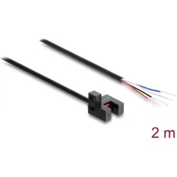 Delock Barriera fotoelettrica a forcella 5 mm Tipo R con 4 terminali aperti PNP commutabile chiaro/scuro 2 m