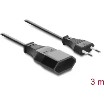 Delock Prolunga Europlug CEE 7/16 connettore maschio su connettore femmina 2 x 0,75 mm², 3 m, nero