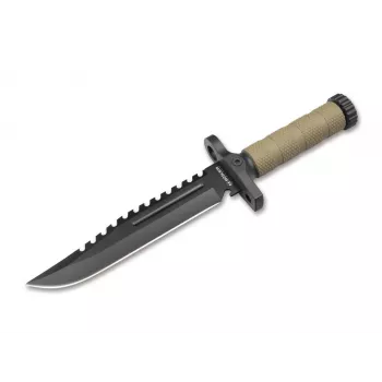 Boker Magnum M-Spec coltello da sopravvivenza 02SC005 lama fissa acciaio 440A manico G-10 fodero Kydex con accendifuoco e pietra per affilare