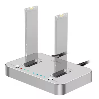 LogiLink docking station USB 3.2 Gen2, 2 vani, per SSD M.2 NVMe, funzione di clonazione