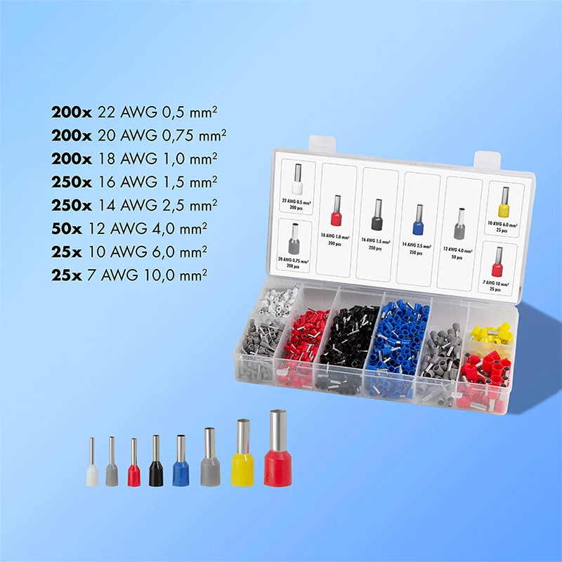 Set di puntalini LogiLink con 1200 puntalini isolati 0,5 - 10 mm²