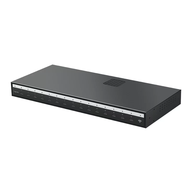 Caricabatterie multiplo USB-C LogiLink (IPSS), 15 porte, PD, Smart, nero