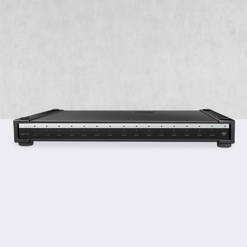 Caricabatterie multiplo USB-C LogiLink (IPSS), 15 porte, PD, Smart, nero