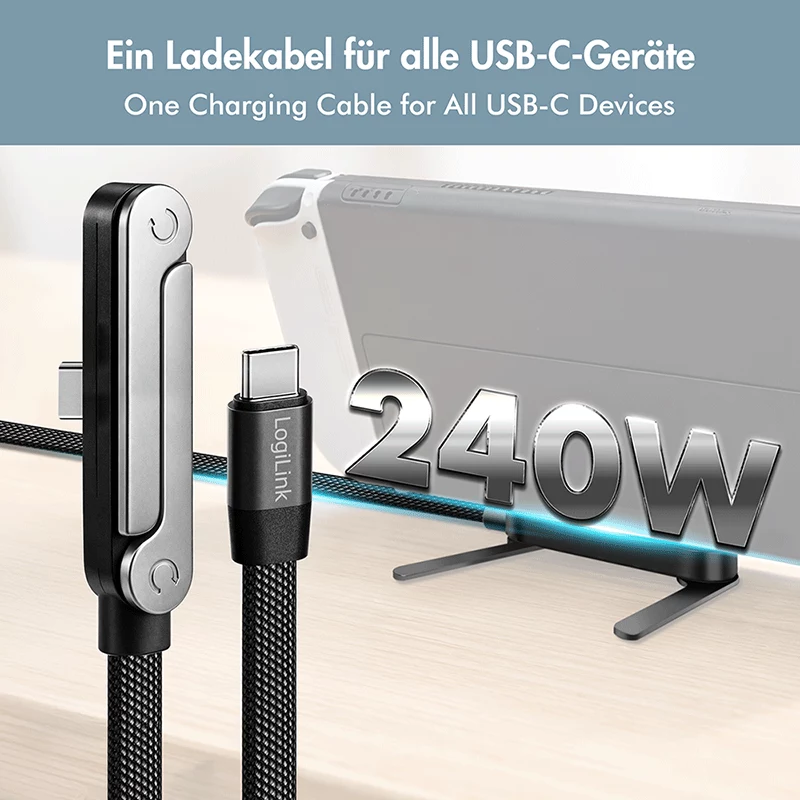 Cavo USB 2.0 Type-C LogiLink C/M su C/M 480 Mbps 240W piatto nero 1,5m