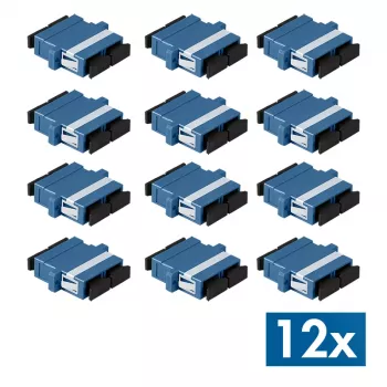 Adattatore in fibra ottica LogiLink SC duplex, 12 pezzi, con flangia, blu