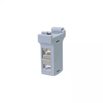 Adattatore di montaggio su guida DIN LogiLink con 2 giunti inline Cat.6A schermati, 10G, PoE++ (MP0079)
