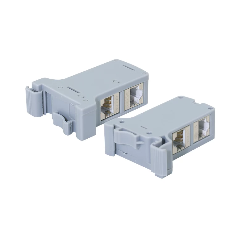 Adattatore di montaggio su guida DIN LogiLink con 2 giunti inline Cat.6A schermati, 10G, PoE++ (MP0079)