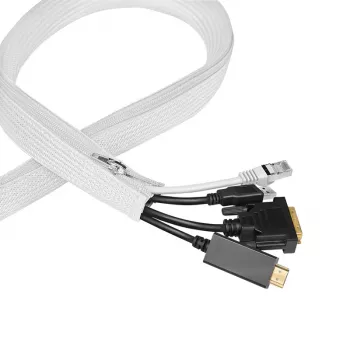 LogiLink guaina per cavi con cerniera, poliestere, 50 mm di diametro, bianco, 2 m