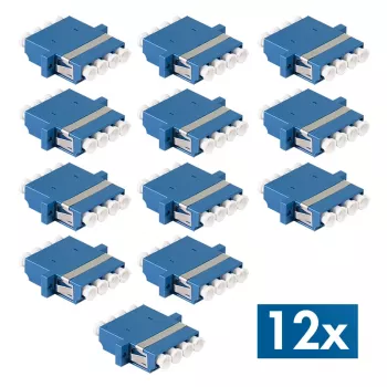 LogiLink adattatore in fibra ottica LC Quad, confezione da 12, blu, montaggio a flangia, monomodale