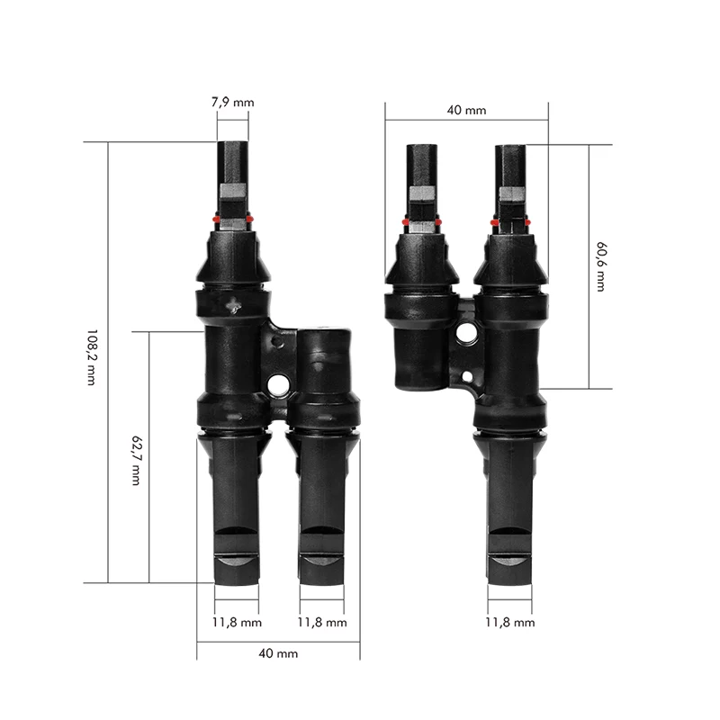 LogiLink set connettori solari a Y, 2 pezzi, compatibile MC4, connettore maschio e femmina, PVC, nero