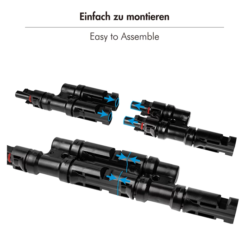 LogiLink set connettori solari a Y, 2 pezzi, compatibile MC4, connettore maschio e femmina, PVC, nero