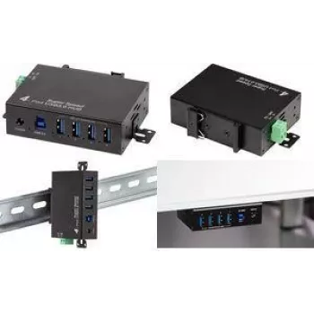 LogiLink hub USB 3.0 Industrial 4 porte in metallo con montaggio su guida DIN