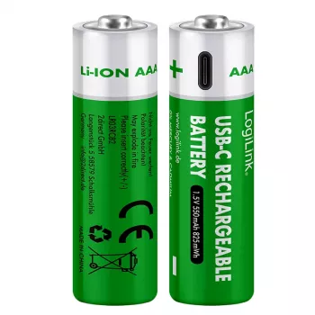 LogiLink LR03RCB2 batterie ricaricabili AAA Li-Ion USB-C, 1,5V, confezione da 2