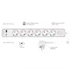 LogiLink ciabatta con 6 prese di sicurezza, USB-A e USB-C PD 20W, interruttore a bilanciere, 1,5 m, bianco
