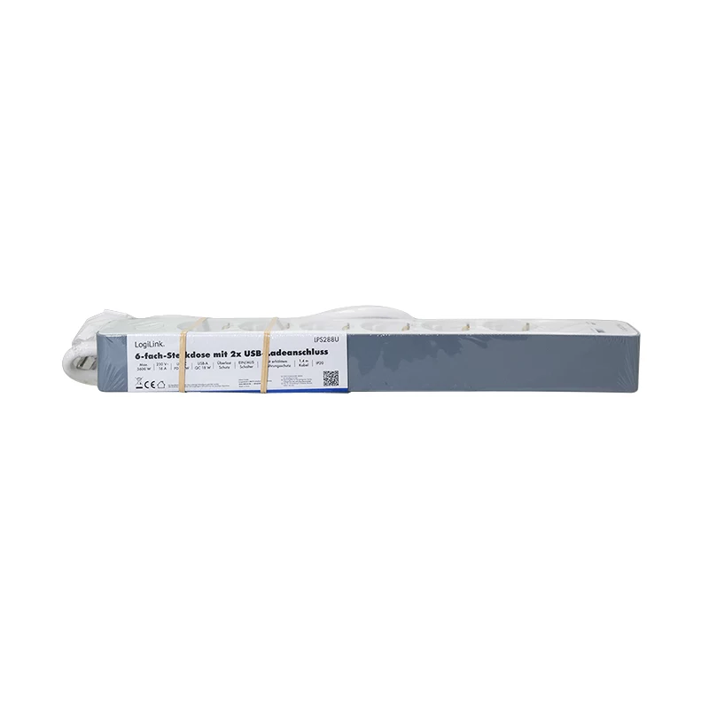 LogiLink ciabatta con 6 prese di sicurezza, USB-A e USB-C PD 20W, interruttore a bilanciere, 1,5 m, bianco