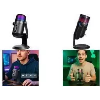 LogiLink HS0058 microfono a condensatore USB con luce RGB, 192kHz, nero