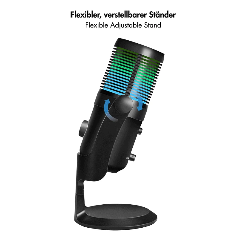 LogiLink microfono a condensatore USB con luce RGB, cardioide, 20 Hz - 20 kHz, nero (HS0059)