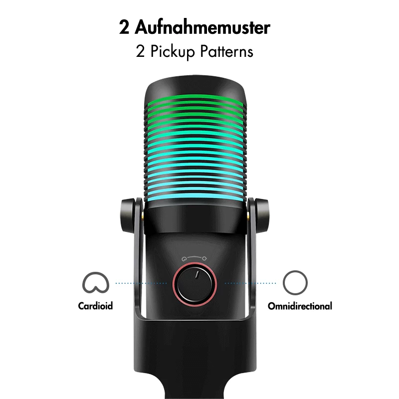LogiLink microfono a condensatore USB con luce RGB, cardioide, 20 Hz - 20 kHz, nero (HS0059)
