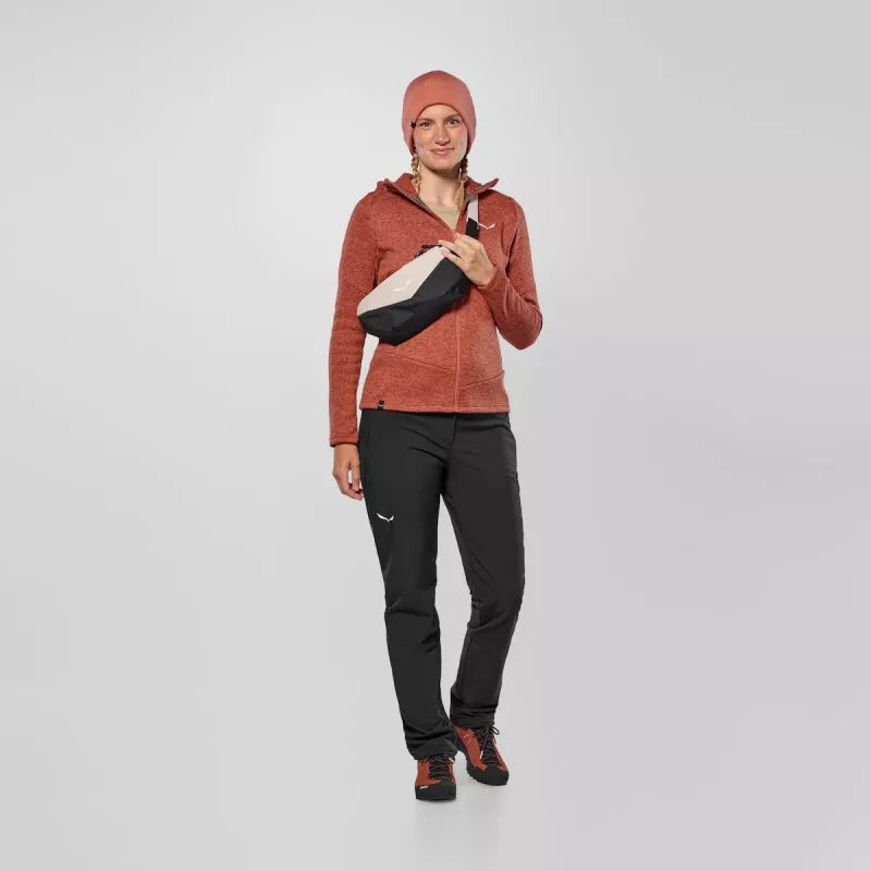 Salewa Puez Rocca PL Giacca con cappuccio donna rosso etrusco taglia M