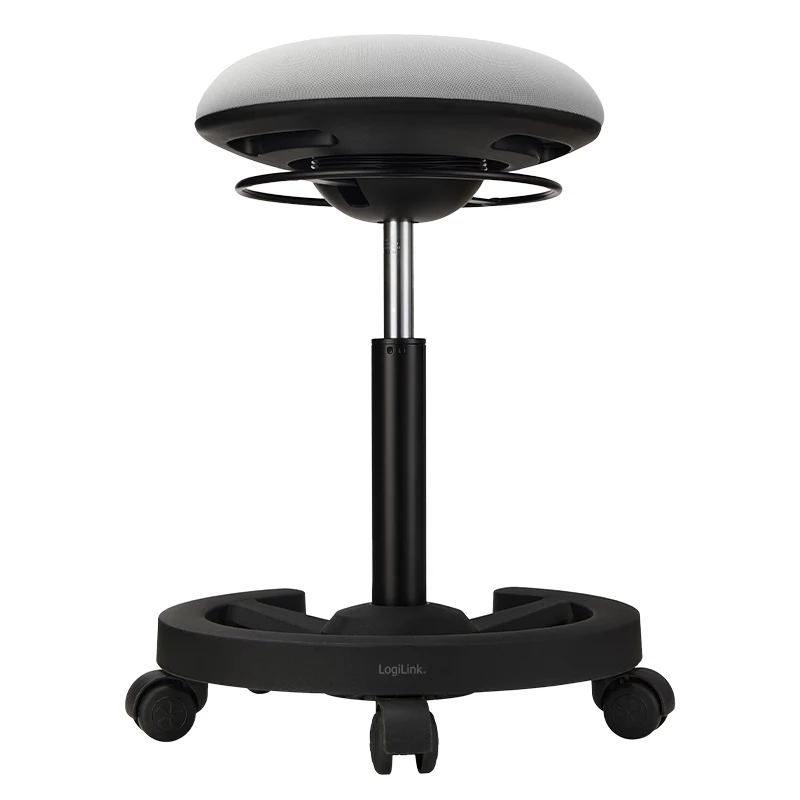 LogiLink Sgabello mobile oscillante regolabile in altezza, grigio