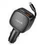 LogiLink caricabatterie USB da auto, 3 porte incl. cavo USB-C retrattile, 60W, PD, QC, nero