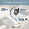 LogiLink caricabatterie USB da auto, 3 porte incl. cavo USB-C retrattile, 60W, PD, QC, nero