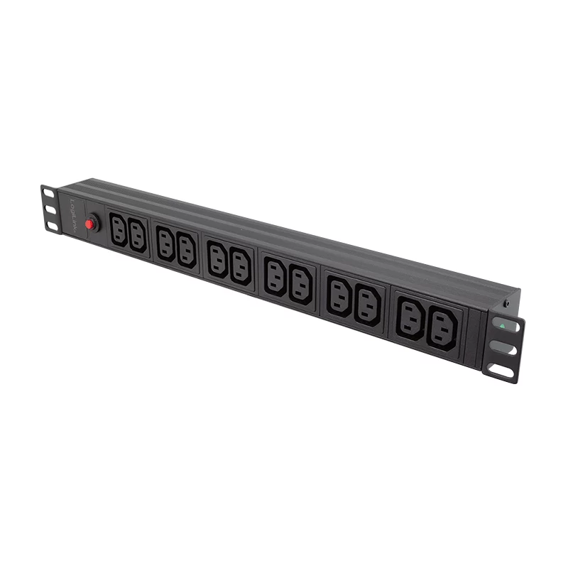 LogiLink PDU rack 19 pollici 1U con 12x prese IEC C13, 10A, con protezione da sovraccarico