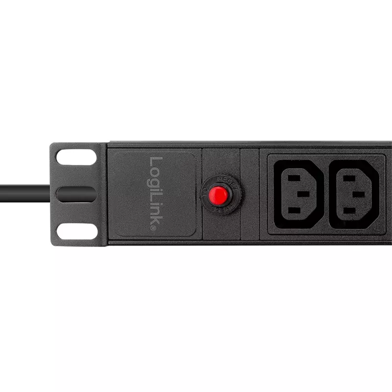LogiLink PDU rack 19 pollici 1U con 12x prese IEC C13, 10A, con protezione da sovraccarico