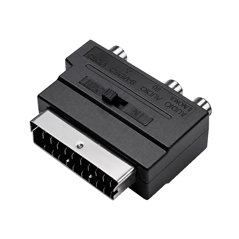 LogiLink adattatore SCART su RCA/S-Video con interruttore, nero