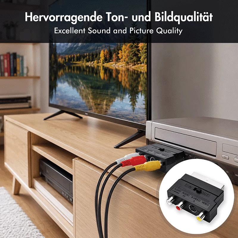LogiLink adattatore SCART su RCA/S-Video con interruttore, nero