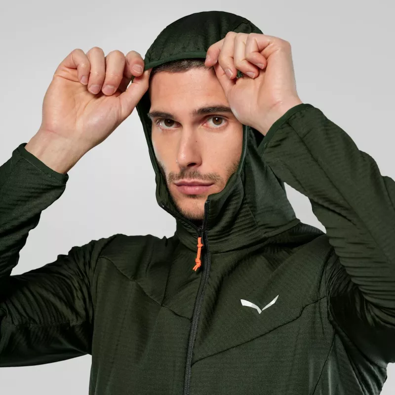 Salewa Puez Altavia PL HD giacca in pile con cappuccio uomo - verde scuro, taglia M