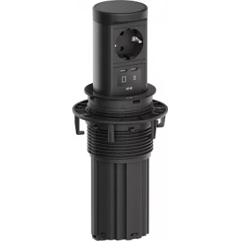 Bachmann ELEVATOR2 Modulo pop-up da scrivania con presa Schuko e USB-C PD 45W, Jet Black, cavo 0,5m