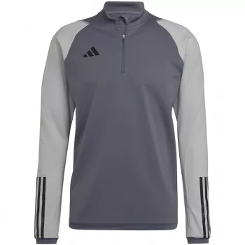 adidas Tiro 23 Competition Top da allenamento uomo Team Grey Four Slim Fit mezza zip manica lunga AEROREADY poliestere riciclato HU1316