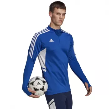 adidas Condivo 22 Felpa da allenamento uomo con mezzo zip blu e bianco HA6271
