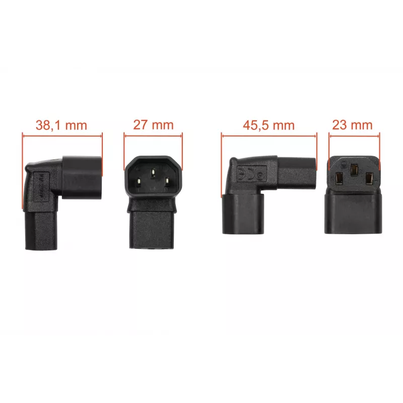 Kabelmeister adattatore di rete IEC C14 a C13 angolare, 10A 250V, nero